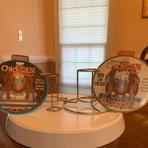 Two Bayou Classic Stainless Steel Chick Can Rack